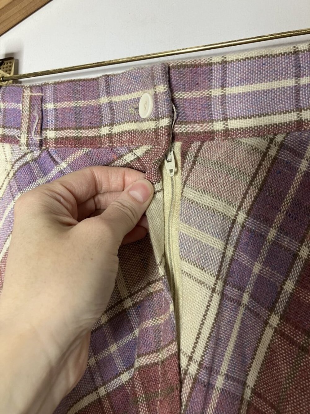 Vintage Paquette Byer California Plaid Skirt Women's 28 Waist Wool A-Line Small - Picture 5 of 9
